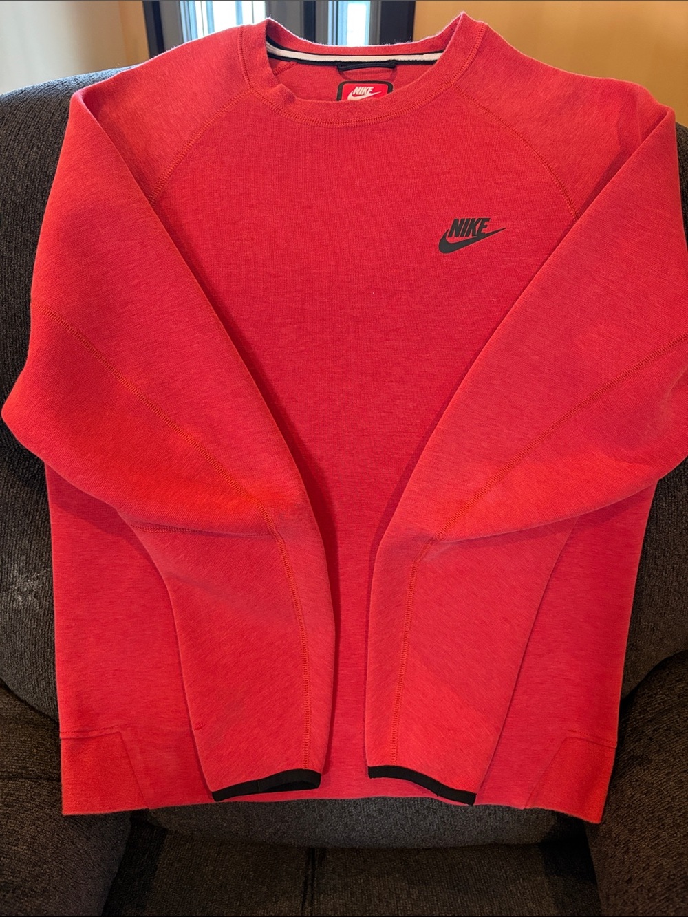 Nike Women’s Bright Red Crewneck Sweatshirt with Black Logo